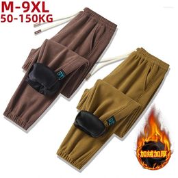 Men's Pants Plus Size 9xl Winter Men Jogger Fleece Warm Trousers 6xl 7xl 8xl Black Yellow Brown Loose Sweatpants Streetwear Fashionv