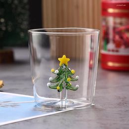 Wine Glasses 1 PC 300ml 10oz Creative 3D Christmas Theme Water Coffee Glass Mug Cup For Girls Kids Lovers Gift