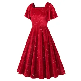 Casual Dresses Black Shiny Evening Dress French Elegant Velvet Square Neck Celebrity Red Carpet Gowns Formal Banquet Multiple Styles