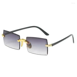 Sunglasses 2024 Rimless Rectangle Fashion Women Men Shades Small Square Sun Glasses For Female Male Travelling Oculos