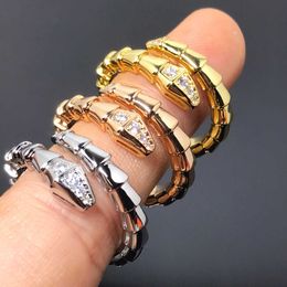 Bu Rings Personalised Design Ring v Golden Snake Bone Plated with 18k Gold Treasure Home White Shell Shape Diamond Hand Jewellery Tail