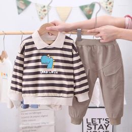 Clothing Sets Baby Kids Clothes Set Spring Long Sleeve Striped Pullover Tops Elastic Waist Pants Boys 2Pcs Suits Autumn Children Outfits