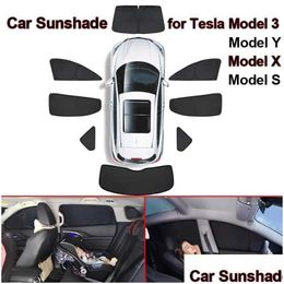 Car Sunshade Sun Shade For Tesla Model 3 Y X S 2021 2022 Windshield Er Protector Front Side Window Privacy Blind Shading Drop Delivery Ot3Ro