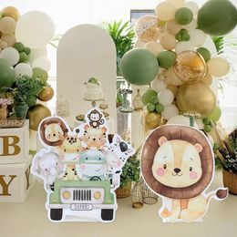 Jungle Animal Backdrop Safari Birthday Party Decoration Kids Woodland Wild One Lion Themed Supplies Baby Shower Decor 240510