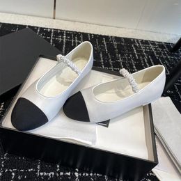 Casual Shoes Spring Autumn Women Fashion Genuine Leather Ballet Flats Low Heels Runway Round-Toes Elastic Band Loafers 41