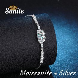 Sunite Adjustable 1.0ct Real Diamond Blooming Bracelets for Women GRA Certified High Quality Sparkling Bangles 240516