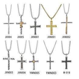 Silver Necklace Davidjersey Store Davids Yurmas Jewellery dvhigh Edition Popular Cross Necklace Set with Black Broken Diamond Zircon Necklace Double Button Line Pen