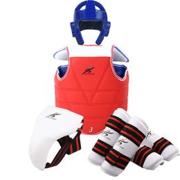 Body Protector Taekwondo WTF Uniform Gear Calf Compression Set Adult Kids Jockstrap Chest Helmet Shin Guard Training Equipment L2405