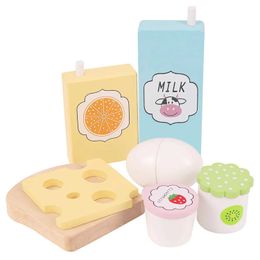 Kitchens Play Food Kitchens Play Food Wooden Breakfast Room Toys Simulated American Milk Breakfast Combination Kitchen Toys Novels and Fun Role Playing WX5.21