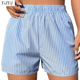 Women's Shorts Womens Casual Stripe High Waist Panties Elastic Waistband Bottoms Homewear Sleepwear Nightwear Everyday Wear