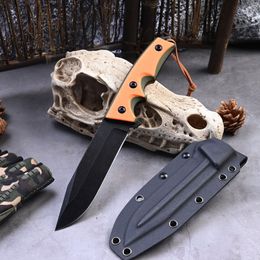 Special Offer A2581 Survival Straight Knife D2 Titanium Coating Drop Point Blade Full Tang G10 Handle Outdoor Camping Tactical Knives with Kydex