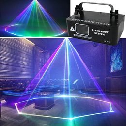 HCWE LED RGB Laser Beam Line Scanner Projector DJ Disco Stage Lighting Effect Dance Party Wedding Bar Club DMX512 240516
