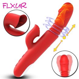FLXUR Heating Vibrator Telescopic Rotation Dual Vibration G Spot Vagina Clitoris Massager Female Masturbator Sex Toys for Women Y23885303