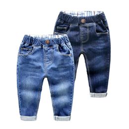 Calça jeans casuais de meninos ienens bebê bebês crianças jeans de garoto calças de jeans de crianças roupas de fundo 2 3 4 5 6 7 anos l2405