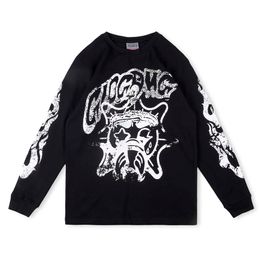 Glo Gang Eroded Thermal T Shirts Tees Long Sleeve US Size High-Quality Tee Men Print T-shirts Tops Casual Hip Hop Tee Real Pics 24FW