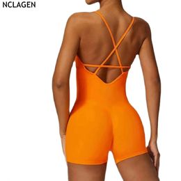 Lu Yoga Align NCAGEN iess Seamless One Piece Yoga Bodysuit Women Open Back Romper Sports Scrunch Butt Shorts Suit Set Jumpsuit With Pads L