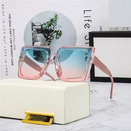 women designer sunglasses modern stylish square frames transparent blue pink gradient Simplicity highlights sweet temperament beach tra 299V