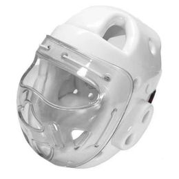 White WKF Professional Karate Helmet for Competition Taekwondo Head Guard With Face Mask Shield For Kids Adult No Headgear L2405