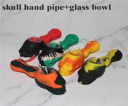 Portable Silicone Hand pipe Tobacco Smoking Pipes Bowl Herb Cigarette Philtre Holder Colour fashion skull shape4206653