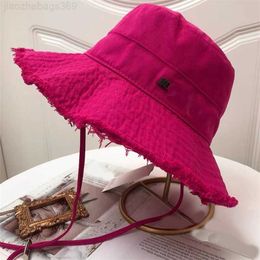 Wide Brim Hats Bucket Hats Le bob mens hats designer hats for womens bucket hat casual sun prevent shades wide brim frayed breathable solid pink blue cap man metallic pl