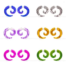 Stud Earrings 1Pair Fake Tapers Acrylic Ear Gauge Spiral Color Inkjet Studs Stretcher Piercing Taper 16G