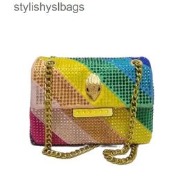 Cross Body Synthetic Diamond Womens Handbag Rainbow Suede Wallet Spliced Coloured Crossover Bag Patch Work Stone H240523