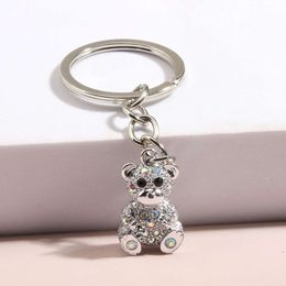 Cute Keychain Bear Crystal Ring Animal Enamel Key Chains Friendship Gift For Women Men Handbag Accessorie DIY Jewelry