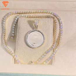 Pendente a ciondolo hip hop a pendente diamante moissanite catena da tennis collana foto personalizzata