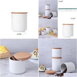 Bottiglie di stoccaggio baramiche in ceramica per spezie melma bottiglia in legno cucina da tè caramella per tè canna da zucchero bunk drop consegna h dhjd5