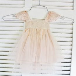 RUE DEL SOL blush flower girl dress French lace and silk tulle dress for baby girl blush princess dress blush tutu 213V