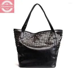 Shoulder Bags Leather Punk Style Rivets Design Bling Sequined Women Brand Designer Ladies Crossbody Messenger Big Tote