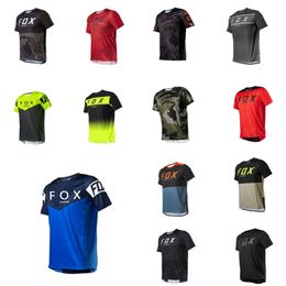 Sdfv Men's T-shirts Mens Motorcycle Off-road T-shirt Mountain Bike Sportswear Vehicle Dh Ranger Fox Short Sleeved Summer 2024