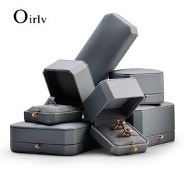 Oirlv Premium Leather Double Ring Couple Box for Wedding Ceremony Engagement Pendant Earrings Necklace Holder Jewellery Gift 240516