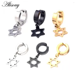 Dangle Earrings Alisouy Women Men Stainless Steel Punk Hexangular Star Hexagram Huggie Circle Simple Ear Buckle