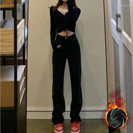 Women's Jeans Black Woman Y2k Women's Pants Female Clothing Streetwear Korean Fashion Vintage Clothes Denim Straight Leg 2024