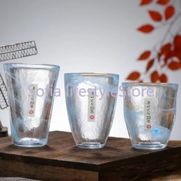 Japan Tsukiyeye Kobo Handmade Glass Smudge Hammered Water Cup Wine Tea Red Vodka Artwork Sake Tumbler 240522