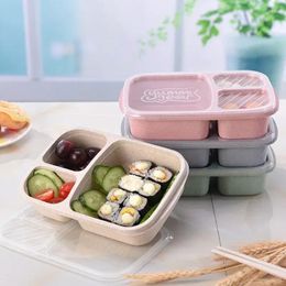 Dinnerware Portable Lunch Box Wheat Straw Bento With Compartment Picnic Fruit Container Microwave Oven For Student