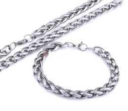 2403903985039039 Pure 316L Stainless Steel Silver HUGE 6mm wide wheat Rope chain link Chain Necklace Bracelet Mens1415254