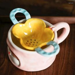 Teaware Sets Creative Ceramic Flower Shaped Tea Filter And Strainer Mug Cup Set Underglaze Color Process