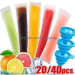 Other Drinkware Summer Disposable Ice Popsicle Mould Bag Pop Zip Sealed Zer Tubes Bags For Fruit Yoghourt Smoothies Cream Sticks Drop Del Otc0S