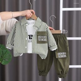Clothing Sets Baby Boy Luxury Clothes Set 2024 Spring Korean Fashion Vertical Striped Shirts White T-shirts Pants Kids Girls And Boys Suit