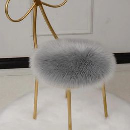 35cm Creative Soft Faux Fur Pillow Cushion Round Chair Seat Cushion Office Sofa Home Decoration Cushion For Chair Anti-Slip Mat 240508