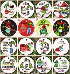 2021 Grinch Christmas Ornament Xmas Hanging Ornaments for Tree Decor Baubles Indoor Outdoor Sublimation Blanks8268857