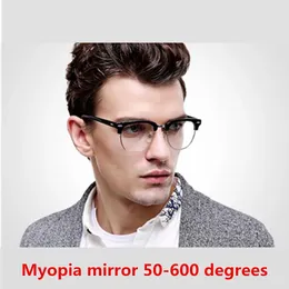 Sunglasses Frames -0.5 To -6.0 Metal Finished Myopia Half Frame Art Retro Men & Women Optical Glasses Nearsighted Degrees