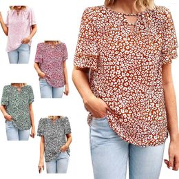 Women's Blouses Floral Shirt Spring And Summer Boho Style Top Chiffon V Neck Linen Long Sleeve Women