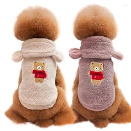 Dog Apparel Warm Fleece Puppy Pet Hooded Coat Jackets Winter Clothes For Small Dogs Chihuahua Pug Clothing Bear Pattern Cat Costume
