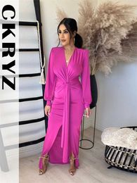 Basic Casual Dresses Womens autumn long sleeved Vneck side seam sexy tight fitting evening long dress womens new fashion party club clothing Y2K autumn dr J240523