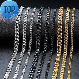 Hip Hop Gold Plated Chunky Cuban Chain Necklace Geometric Stainless Steel Cuban Link Chain Necklace Unisex