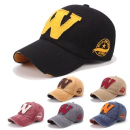 new cotton letter W Baseball Cap retro outdoor sports caps women bone gorras curved fitted washed vintage dad hats for men