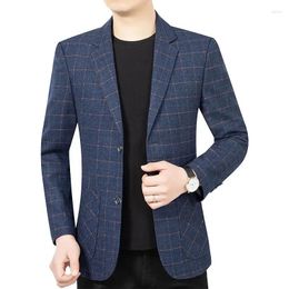 Men's Suits Men Plaid Blazers Jackets Male Korean Design Trench Coats Business Casual Slim Fit Clothing